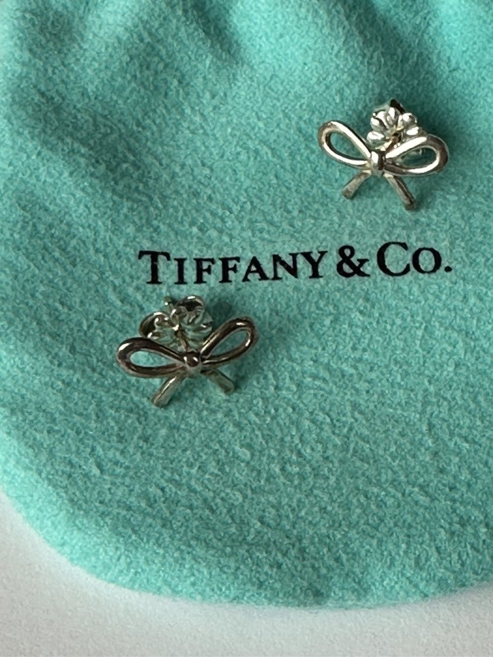 Tiffany & Co. Sterling Silver Bow Stud Earrings 925